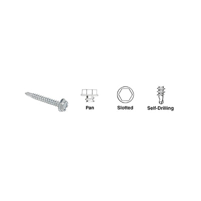 CRL 8-18 x 1/2" Hex Washer Head Self-Drilling Screws