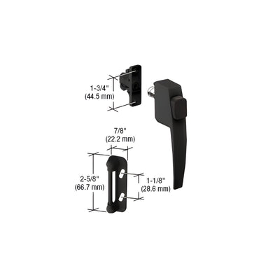 CRL Black Screen and Storm Door Push Button Latch with 1-3/4" Screw Holes