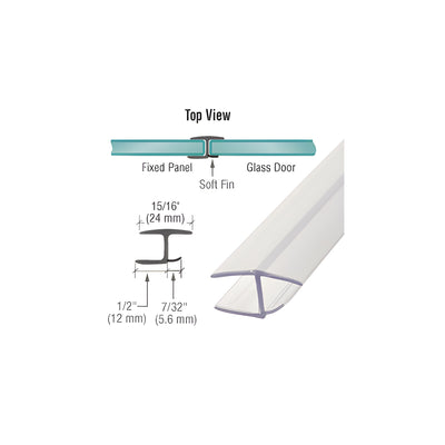 CRL Polycarbonate H-Jamb 180 Degree with One Soft Fin for 3/8" Glass