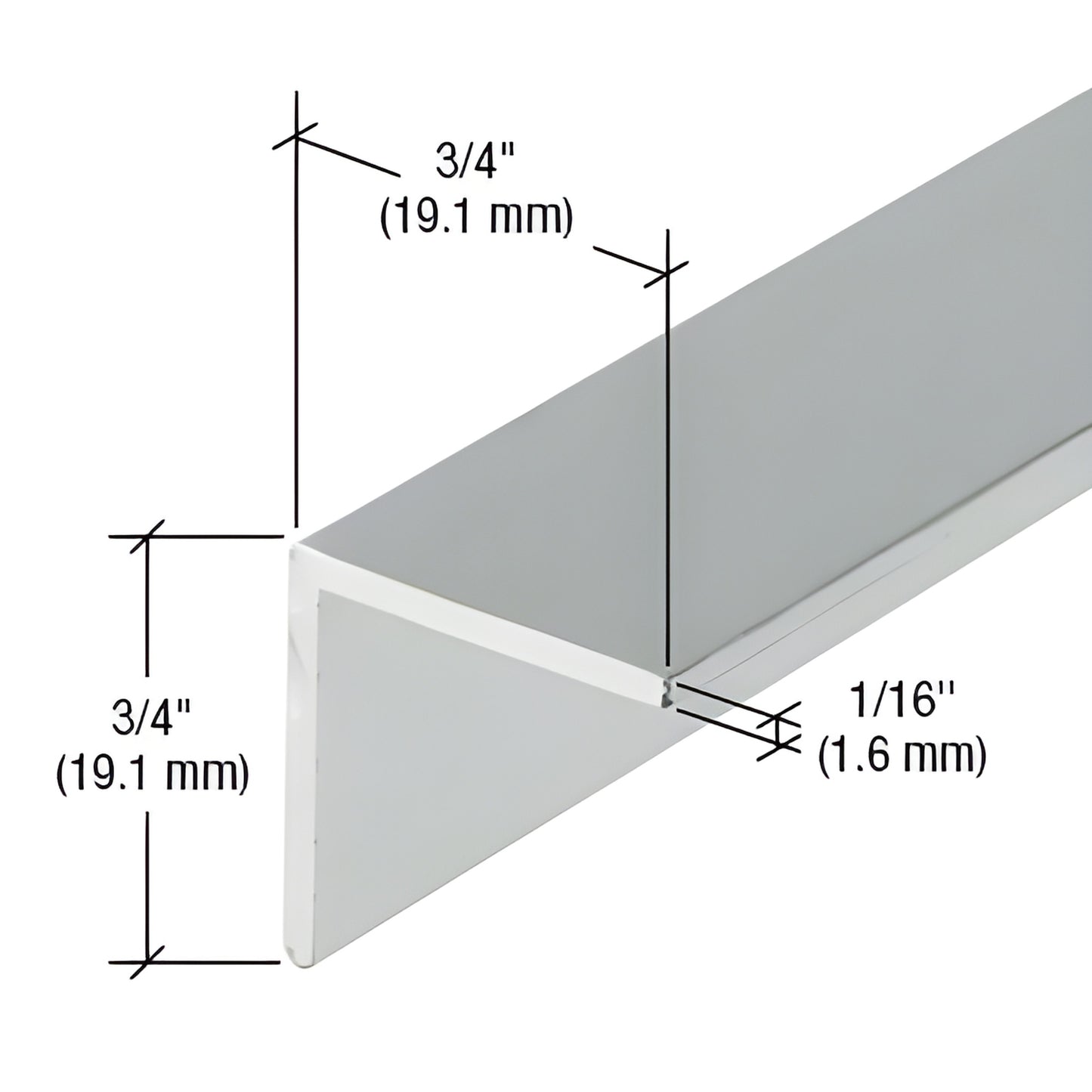 CRL-U.S. Aluminum L-Bar 3/4x3/4x1/16 Clear Anodized, 21 ft 2 in