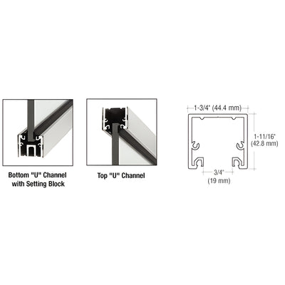 CRL Brushed Stainless Steel 120" U-Channel with Roll-In Top Load Gasket