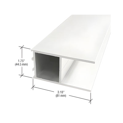 CRL-U.S. Aluminum White KYNAR® Paint Narrow Stile Bottom Rail and Medium Stile Top Rail 3-3/16", 21'-6"