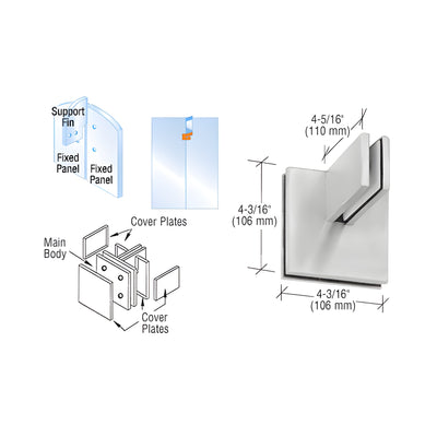 CRL Brushed Stainless Patch Connector With Support Fin Bracket