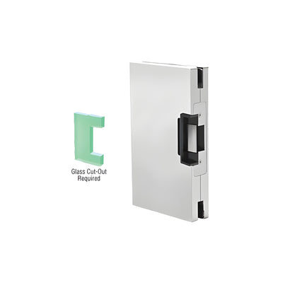 CRL Satin Anodized 6" x 10" LH/RHR Custom Center Lock Glass Keeper With Deadlatch Electric Strike