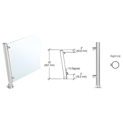 CRL Brushed Stainless 18" High 1-1/2" Round PP46 Contemporary Series Slant Front Counter/Partition Right End Post