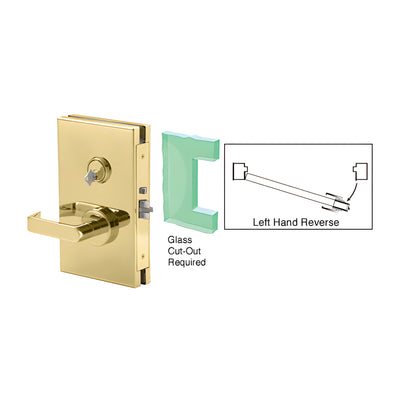 CRL Polished Brass 6" x 10" LHR Center Lock With Deadlatch in Storeroom Function