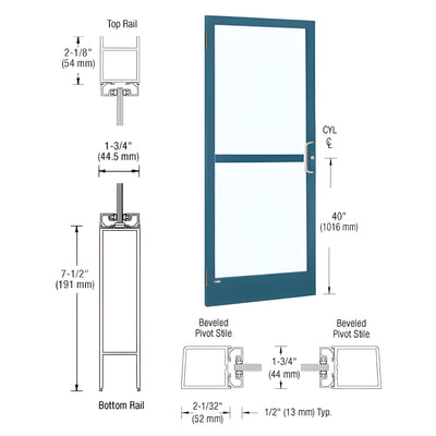 CRL-U.S. Aluminum Custom KYNAR® Paint Custom Single 36" x 84" Series 250 Narrow Stile Butt Hinge Entrance Door
