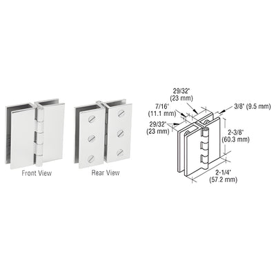 CRL Chrome Large Glass-to-Glass Out-Swing Set Screw Hinge