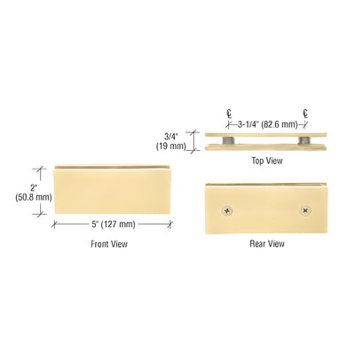 CRL Satin Brass Square 180 Degree Glass-to-Glass Clamp