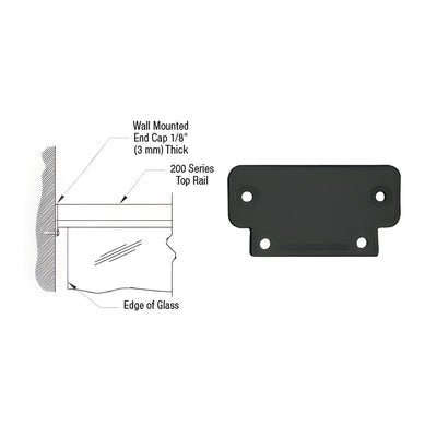 CRL Matte Black 200 Series Wall Mount End Cap