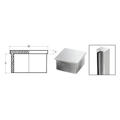 CRL Polished Stainless 1-1/2" Square Flat End Cap