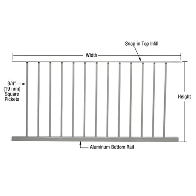 CRL Metallic Silver 200, 300, 350, and 400 Series 60"W x 42"H Picket Panel