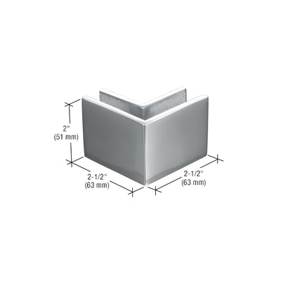 CRL 2-1/2" x 2" Polished Stainless 90º Outside Corner Mall Front Clamp