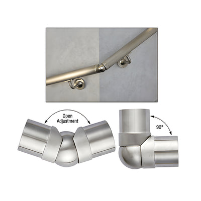 CRL Brushed Stainless Adjustable Corner for 2" Tubing