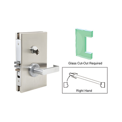 CRL Brushed Stainless 6" x 10" RH Center Lock with Deadlatch in Office Function