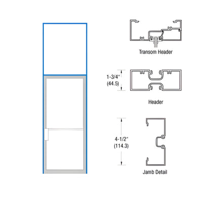 CRL-U.S. Aluminum White KYNAR® Paint 1-3/4" x 4-1/2" Transom Frame for Left Hand Swing Out Offset Pivoted Non Impact for 36" x 96" Door Opening