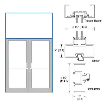 CRL-U.S. Aluminum Custom KYNAR® Paint 76" x 126" Series DF800 Tubular Offset Pivot Transom Frame Complete (2FT)