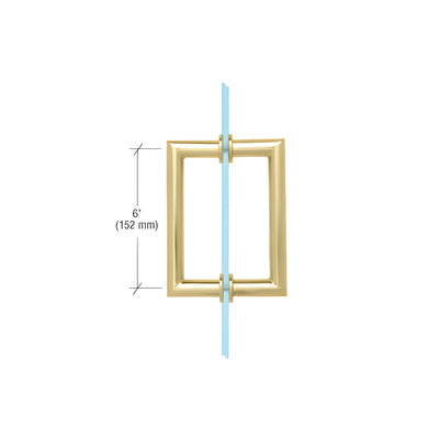 CRL Unlacquered Brass 6" MT Series Round Tubing Mitered Corner Back-to-Back Pull Handle