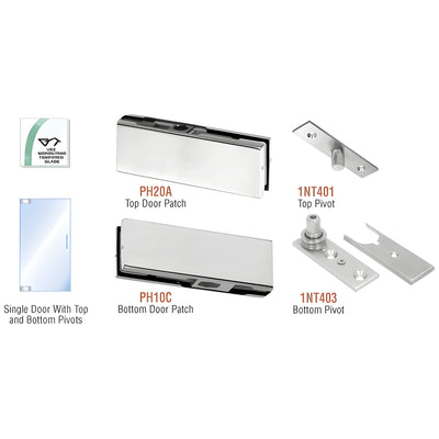 CRL Brushed Stainless North American Patch Door Kit - Without Lock