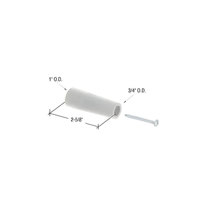 CRL White Sliding Glass Door Bumper - 2-5/8" Length