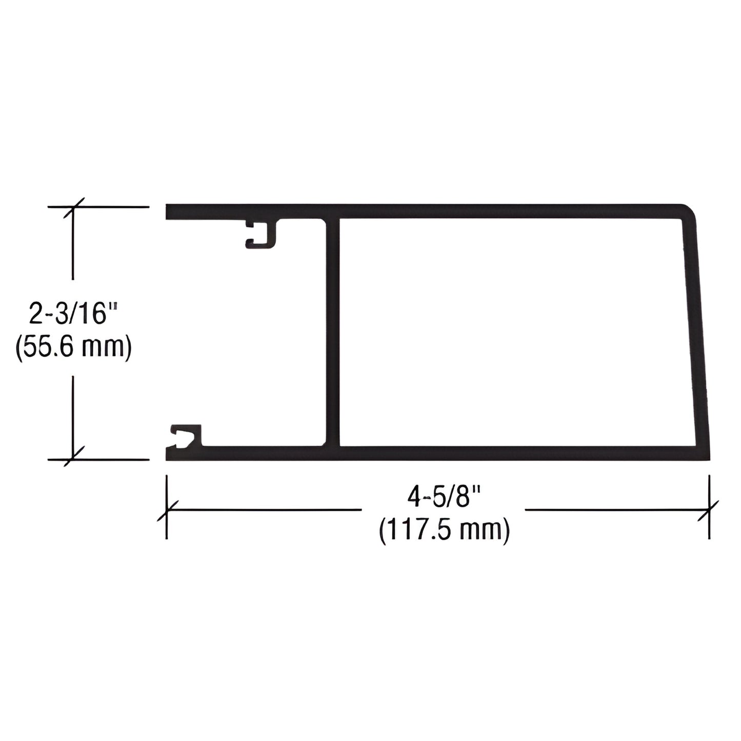 CRL-U.S. Aluminum KYNAR® Beveled Door Stile for 1-5/16" Glass 21'-2"