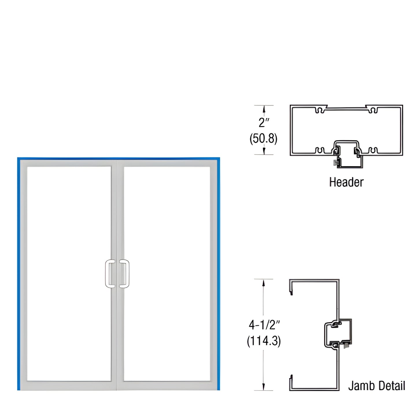 CRL-U.S. Aluminum Dark Bronze/Black Anodized Up-and-Over Double Door Frame — Offset Pivot, Panic Hardware, Surface Closers
