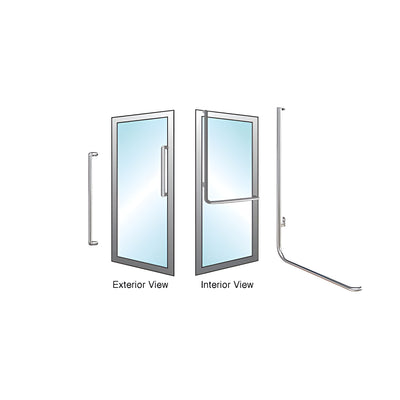 CRL-Blumcraft® Brushed Stainless Left Hand Reverse Aluminum Door Mount "X" Exterior Dummy Handle