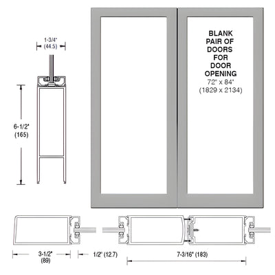 CRL-U.S. Aluminum Clear Anodized Custom Blank Pair 400 Medium Stile Offset Hung Entrance Doors - No Prep