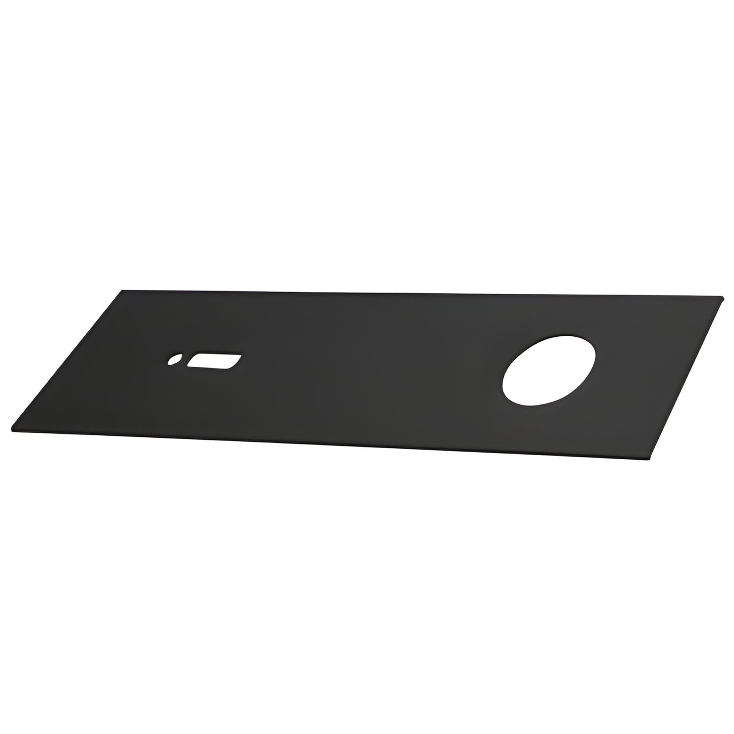 CRL8010CPMBL matte black aluminum header cover plate with pre-fabricated spindle and valve access holes.