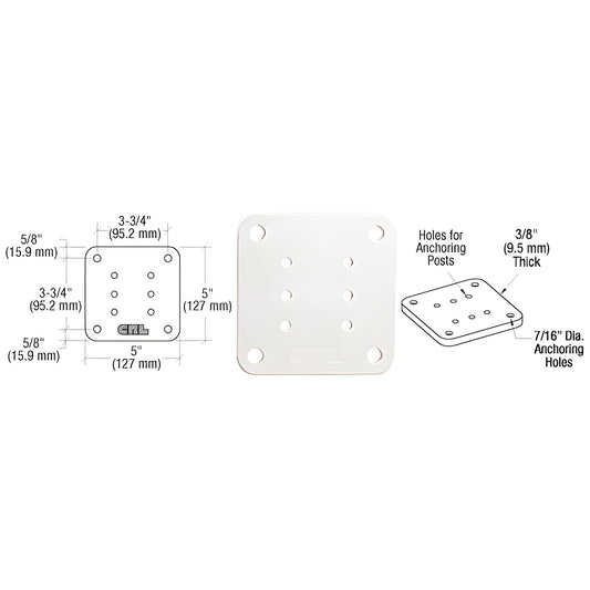 CRL Sky White 5x5 Square Base Plate - Mounting Flange
