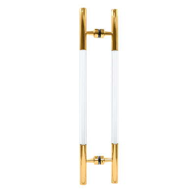 CRL Polished Brass 24-1/2" Overall Length Glass Mounted Ladder Style Pull Handle with Acrylic Semi-Inserts