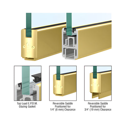 CRL Polished Brass 2-5/16" x 120" Length Low Profile Sidelite Rail With Saddle