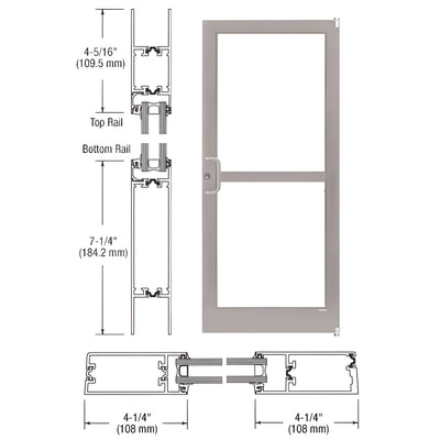 CRL-U.S. Aluminum White KYNAR® Paint Custom Single Series 400T Thermal Medium Stile Offset Pivot Entrance Door with Panic for Surface Mount Door Closer