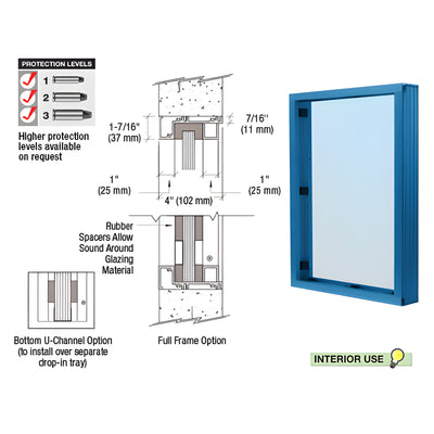 CRL Painted (Specify) Aluminum Narrow Inset Frame Interior Glazed Vision Window