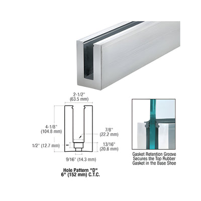 CRL B5S Series Mill Aluminum 240" Square Base Shoe Drilled for 1/2" Glass