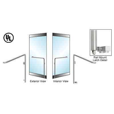 CRL-Blumcraft® Polished Stainless Left Hand Reverse Rail Mount Keyed Access 'C' Exterior Bottom Securing Panic Handle for 3/4" Glass
