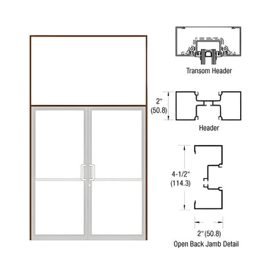 CRL-U.S. Aluminum Dark Bronze/Black Anodized Class 1 74" x 126" Series IT451 Open Back Butt Hinge Transom Frame Complete (2FT)