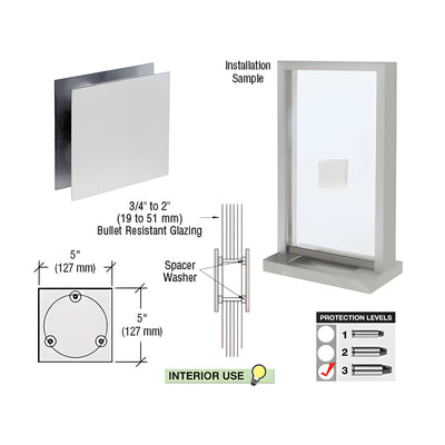 CRL Polished Stainless Steel 5" Square Level 3 Bullet Resistant Speak-Thru