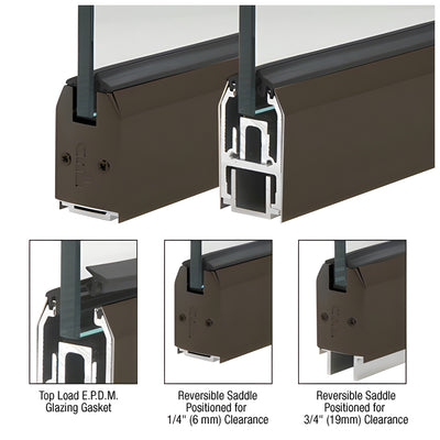 CRL Black Bronze Anodized Custom Length 2-5/16" Low Profile Tapered Sidelite Rail With Saddle