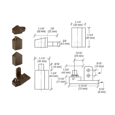 CRL Dark Bronze Right Hand Pivot Set Flush with Frame Face