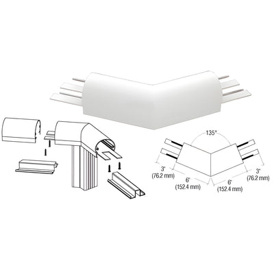 CRL Sky White 300 Series Top Cap 135º Corner