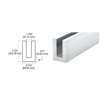 CRL B7S Series Mill Aluminum 240" Square Base Shoe Undrilled for 3/4" Glass