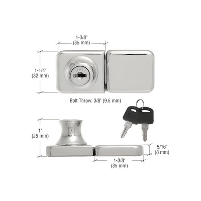 CRL Chrome UV Bond Classic Series Glass Door Lock and Keeper for Double Doors