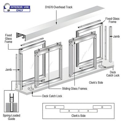 CRL Horizontal Sliding Diane Model Pass-Thru Assembly With D1670 Header
