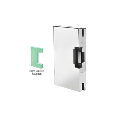 CRL Polished Stainless 6" x 10" LH/RHR Custom Center Lock Glass Keeper With Deadlatch Electric Strike