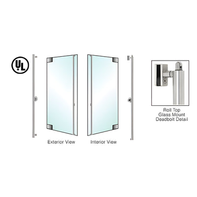 CRL-Blumcraft® Polished Stainless Left Hand Reverse Glass Mount Cylinder/Thumbturn "F" Exterior Roll Top Deadbolt Handle