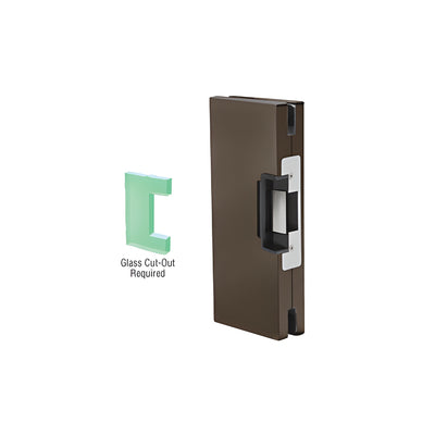 CRL Dark Bronze 4" x 10" LH/RHR Custom Center Lock Glass Keeper with Deadlatch Electric Strike