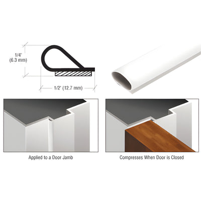 CRL 17 ft White Self-Adhesive Door Weatherstrip Seal