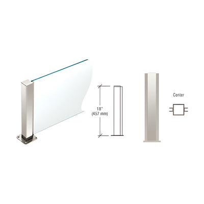 CRL Polished Stainless 18" High 1-1/2" Square PP43 Plaza Series Counter/Partition Center Post