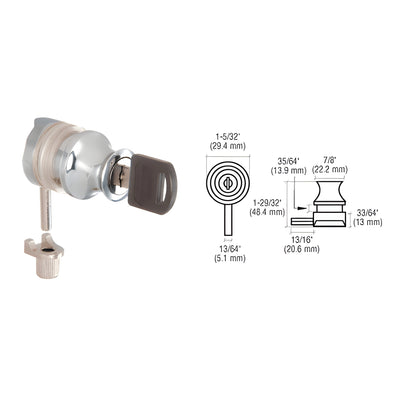 CRL Chrome Plunger Lock for 3/8" Glass
